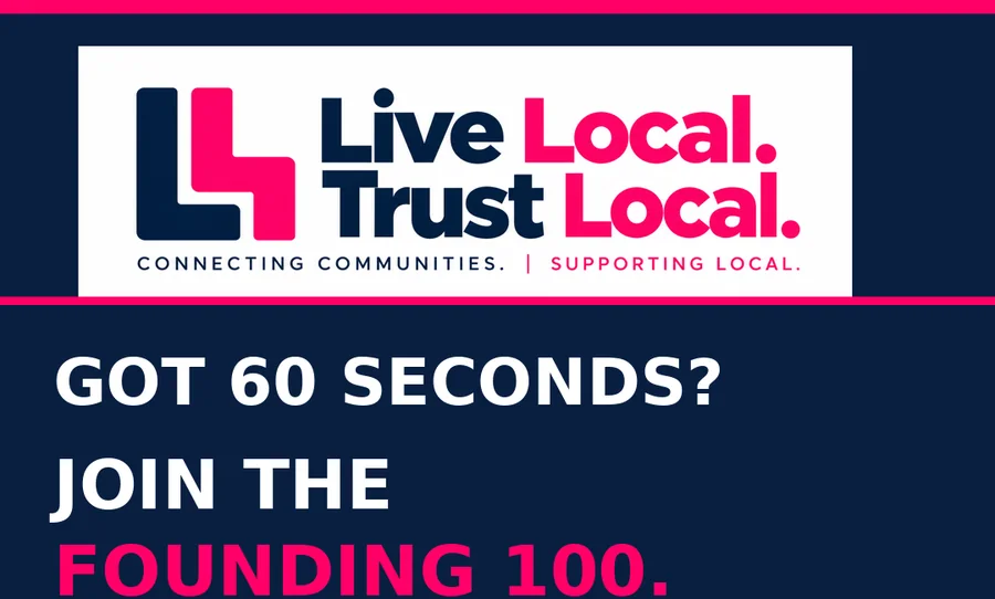 Live Local. Trust Local. Founding 100 campaign artwork